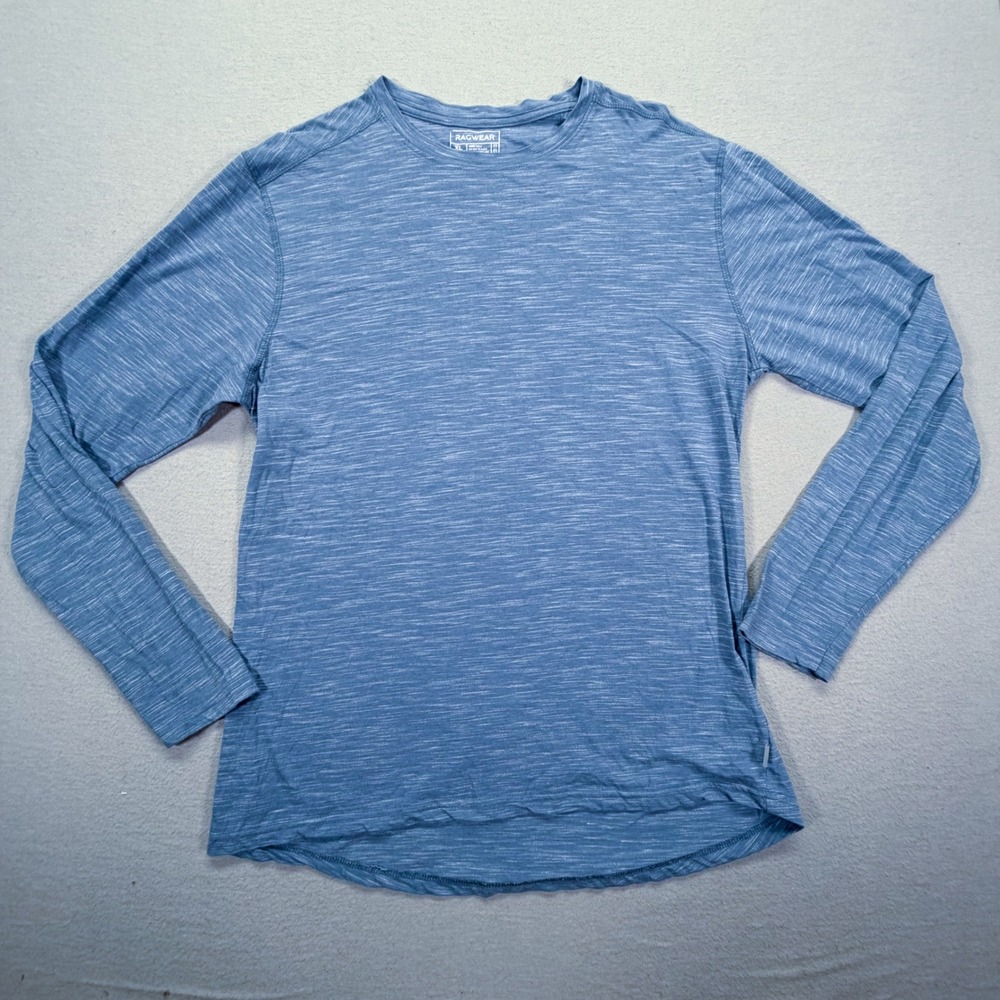 Ragwear Long Sleeve Shirt Mens‎ XL Good Blue Space Dye Heathered Crew Neck Tee